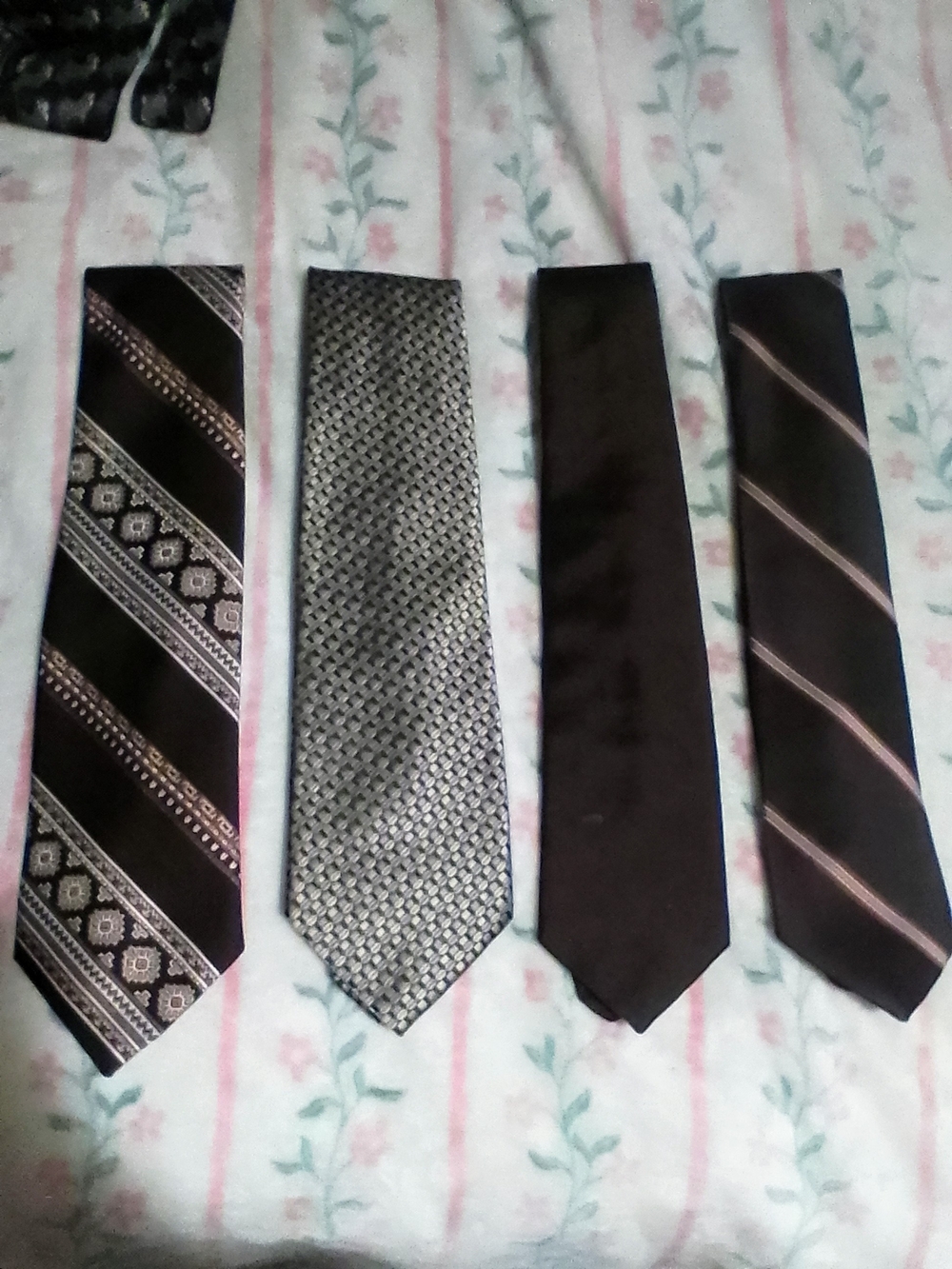 Four Classic Brown Men's Neckties - Elegant Solid and Pattern Designs